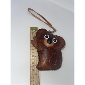 Koala Wristlet Genuine Leather Handmade Animal Coin Purse Wallet 5 1/2 In